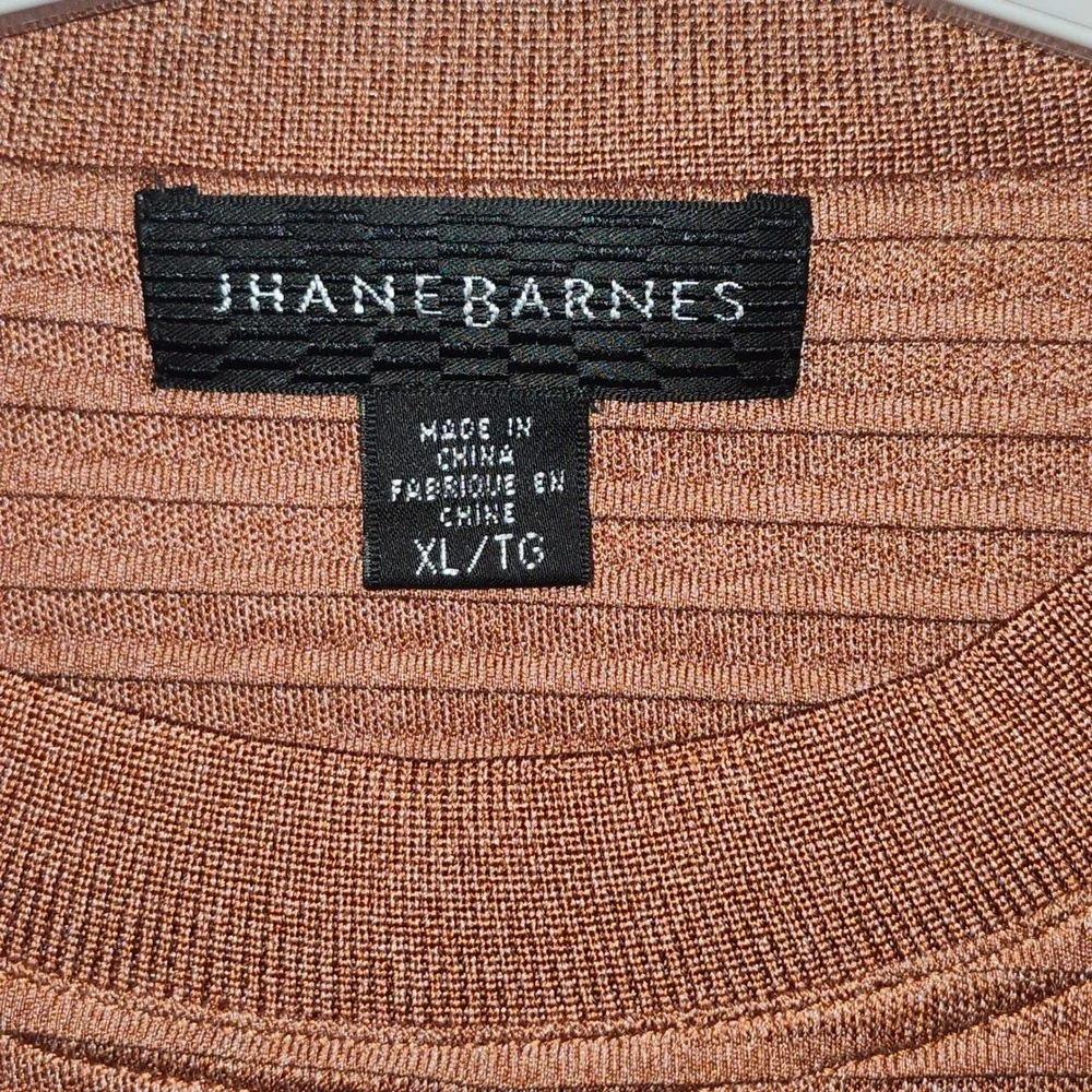 Jhane Barnes Mens XL Silk Blend Ribbed Crewneck‎ Sweater Copper Brown 58122C07